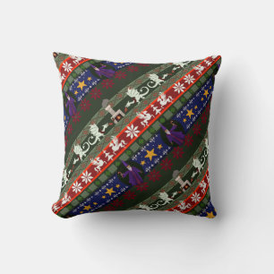 Fantasy Style Ugly Sweater Pattern Throw Pillow