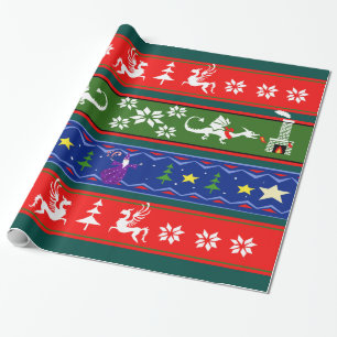 Fantasy Style Ugly Sweater Pattern Wrapping Paper