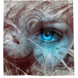 Fantasy surreal eye time clock shower curtain