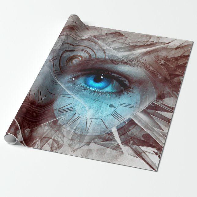 Fantasy surreal eye time clock wrapping paper (Unrolled)