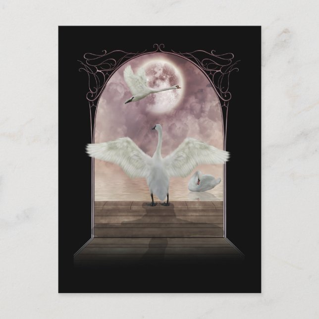 Fantasy Swan Postcard Art (Front)