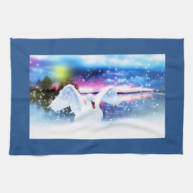 Fantasy Swan Tea Towel (Horizontal)