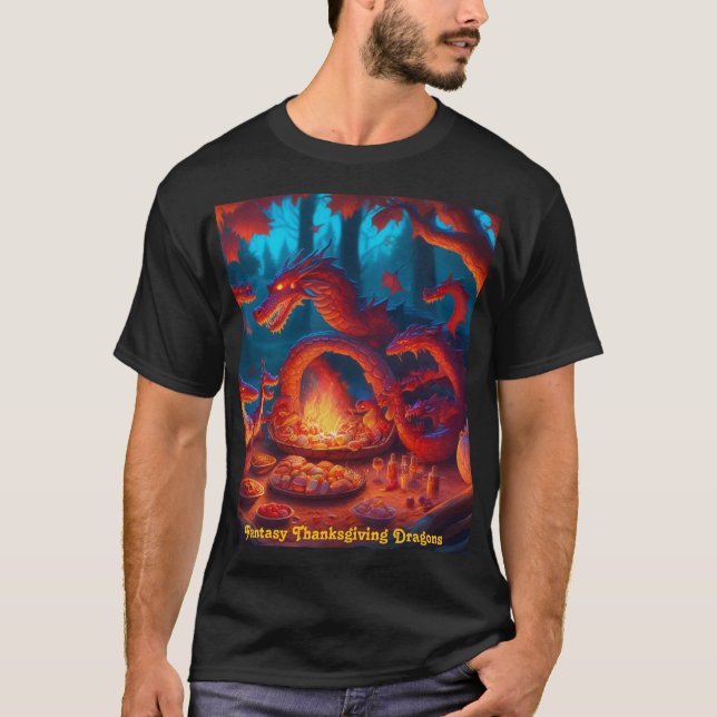 Fantasy Thanksgiving Dragons T-Shirt (Front)