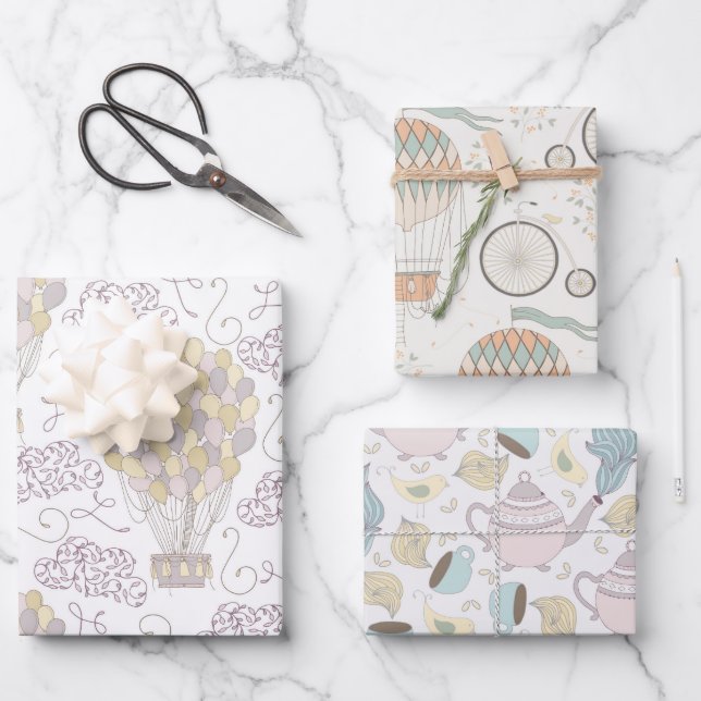 Fantasy Theme Patterns Wrapping Paper Sheet (Front)