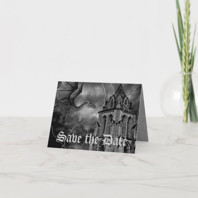 Fantasy theme wedding dragon Save the Date Announcement (Front)