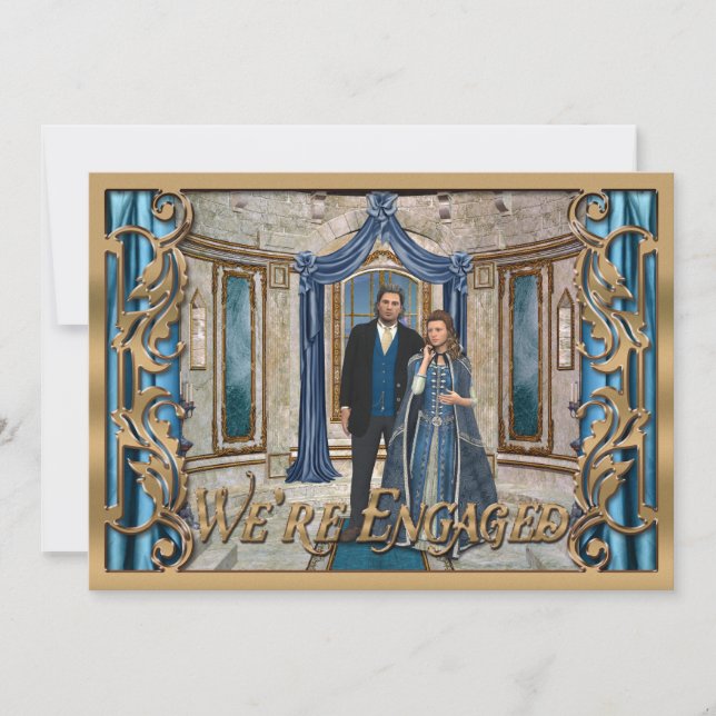 Fantasy-Themed Wedding Bronze Mediaeval Engagement Invitation (Front)