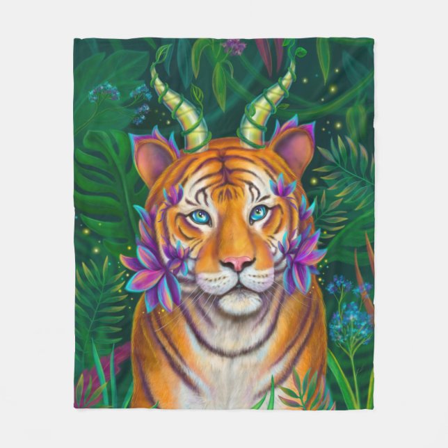 Fantasy Tiger Fleece Blanket (Front)