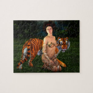 Fantasy Tiger Girl Jigsaw Puzzle