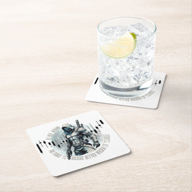 Fantasy trade design | Cyberpunk | Self growth Square Paper Coaster (Insitu)