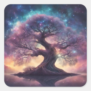 Fantasy Tree Art Square Sticker