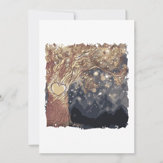 Fantasy tree heart  invitation (Front)