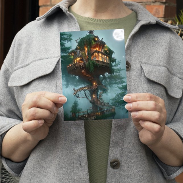 Fantasy Tree House Digital Art Flat Card (Creator Uploaded)