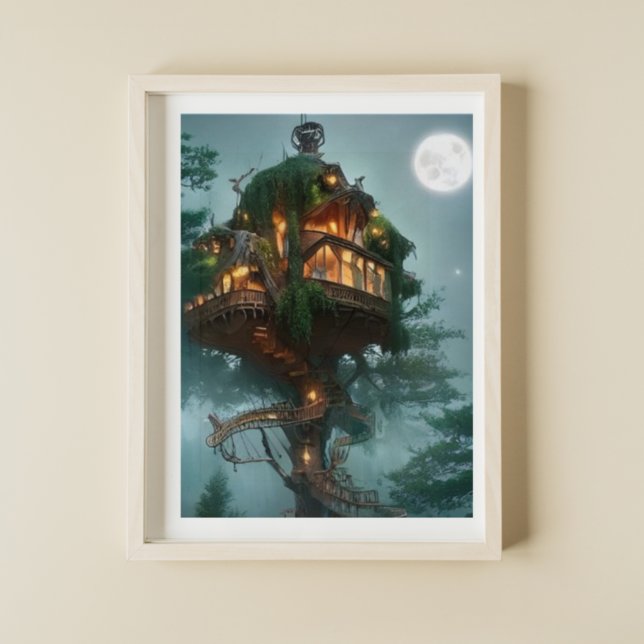 Fantasy Tree House Digital Artwork  Poster (Creator Uploaded)