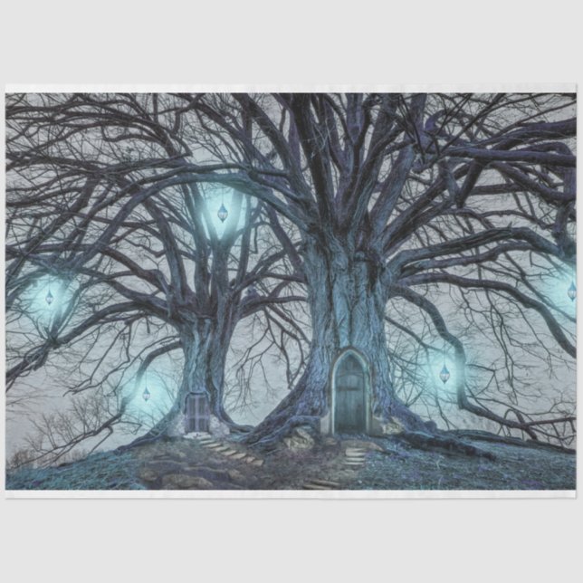 Fantasy Tree House Forest Decoupage Tissue Paper (Front)