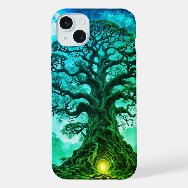 Fantasy tree with light of hope iPhone case (Back)