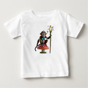 Fantasy Tribal Monkey Sitting on a Magic Mushroom  Baby T-Shirt