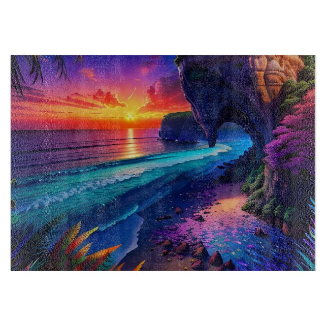 Fantasy Tropical Beach Four Cutting Board (Front)