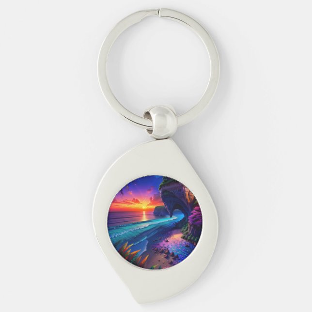 Fantasy Tropical Beach Four Key Ring (Front)
