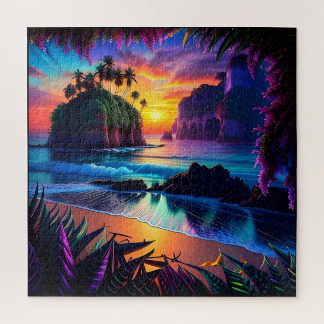 Fantasy Tropical Beach Three Jigsaw Puzzle (Vertical)