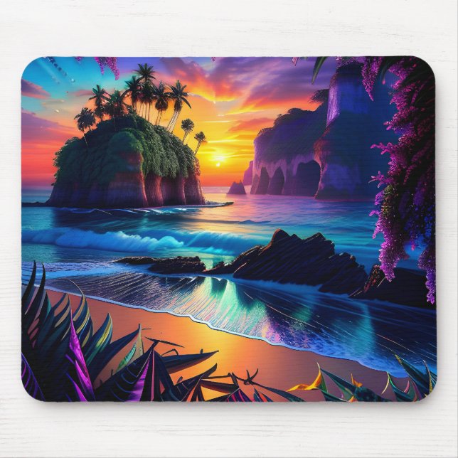Fantasy Tropical Beach Three Mouse Pad (Front)