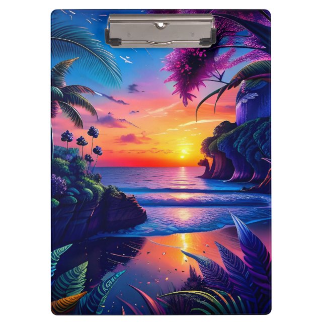 Fantasy Tropical Beach Two Clipboard (Front)