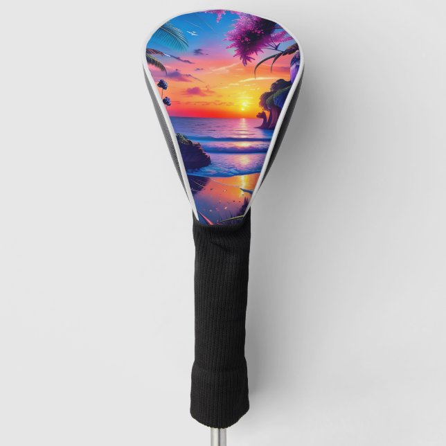 Fantasy Tropical Beach Two Golf Head Cover (Front)