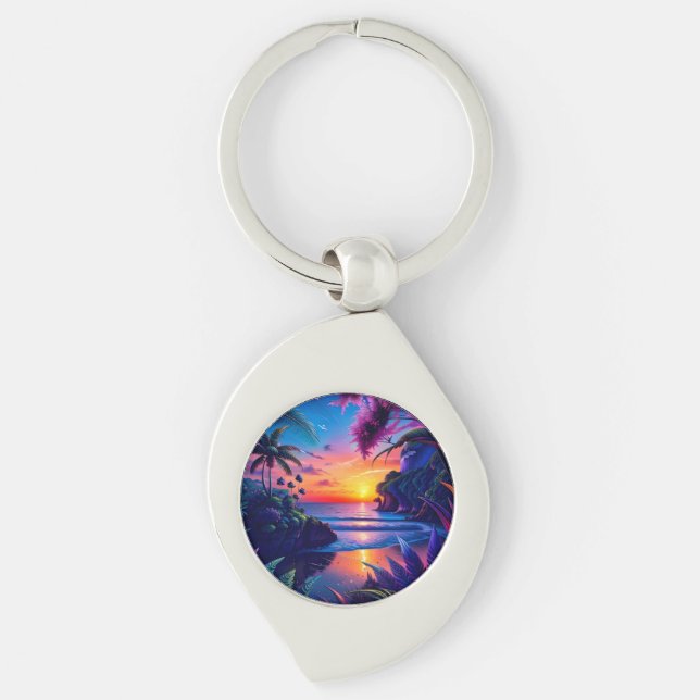 Fantasy Tropical Beach Two Key Ring (Front)