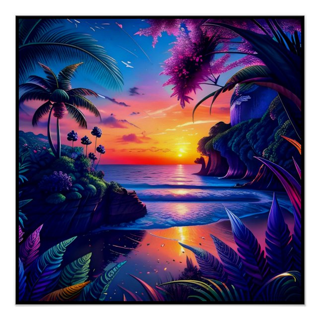 Fantasy Tropical Beach Two Poster (Front)