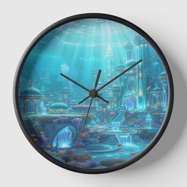 Fantasy Underwater City Wall Clock (Front)
