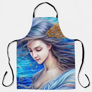 Fantasy Underwater Goddess Abstract Ocean Waves Apron