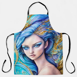 Fantasy Underwater Princess Abstract Ocean Waves Apron