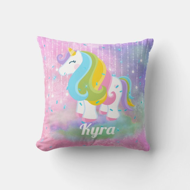 Fantasy unicorn add name home decor pillow (Front)