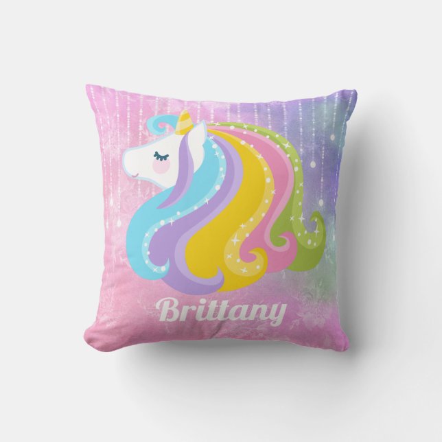 Fantasy unicorn add name home decor pillow (Front)