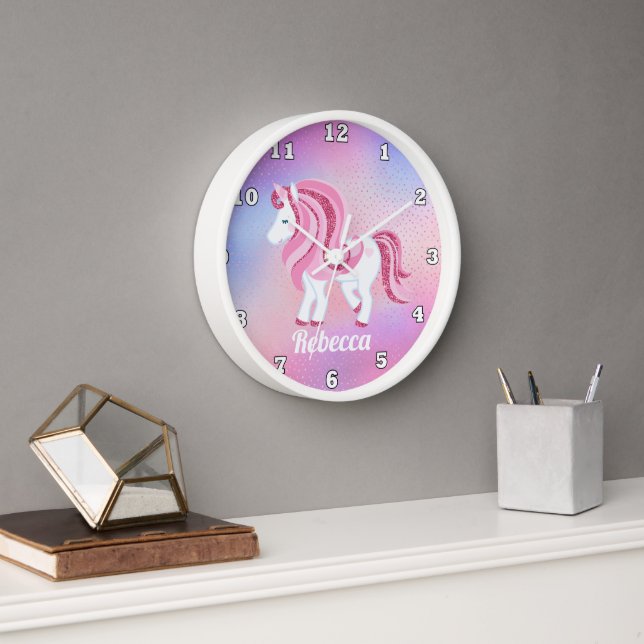 Fantasy unicorn add name wall clock (Office)