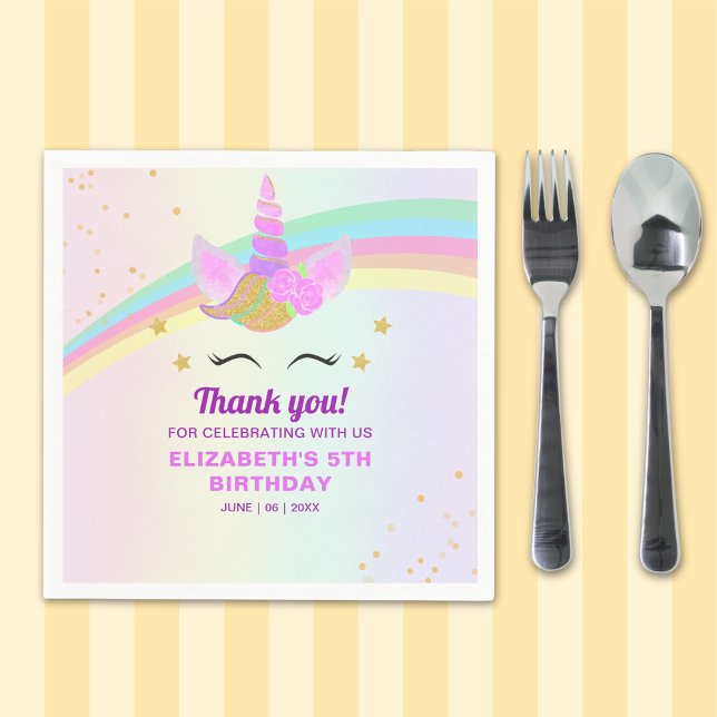 Fantasy Unicorn Birthday Girl Party Napkin (Creator Uploaded)