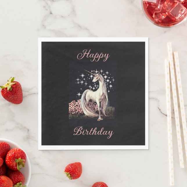 Fantasy Unicorn Birthday Napkin (Insitu)