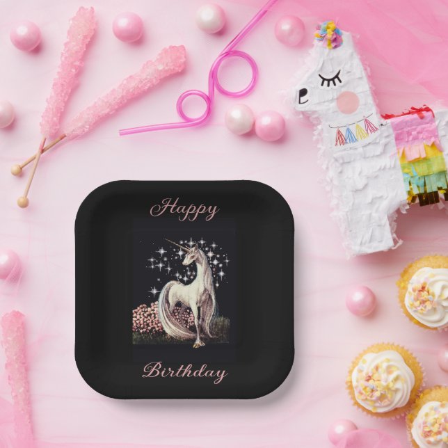 Fantasy Unicorn Birthday  Paper Plate (Party)