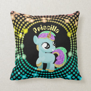 Fantasy unicorn customisable girls room pillow