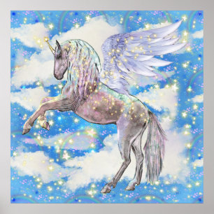 Fantasy unicorn girls room decor poster