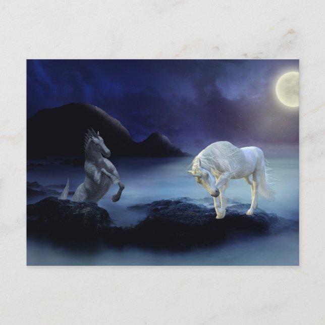 Fantasy Unicorn  Hippocampus Mythical Sea Creature Postcard (Front)
