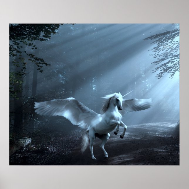 Fantasy Unicorn in Forest Poster (Front)