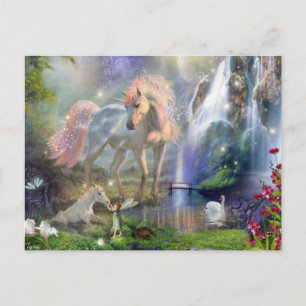 Fantasy Unicorn Mum and Baby Postcard
