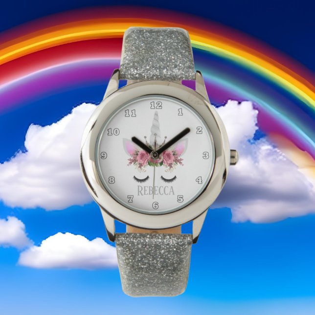 Fantasy unicorn silver princess face name watch (Creator Uploaded)