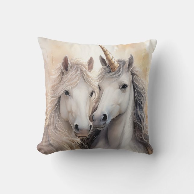 Fantasy Unicorn Throw Pillow (Front)