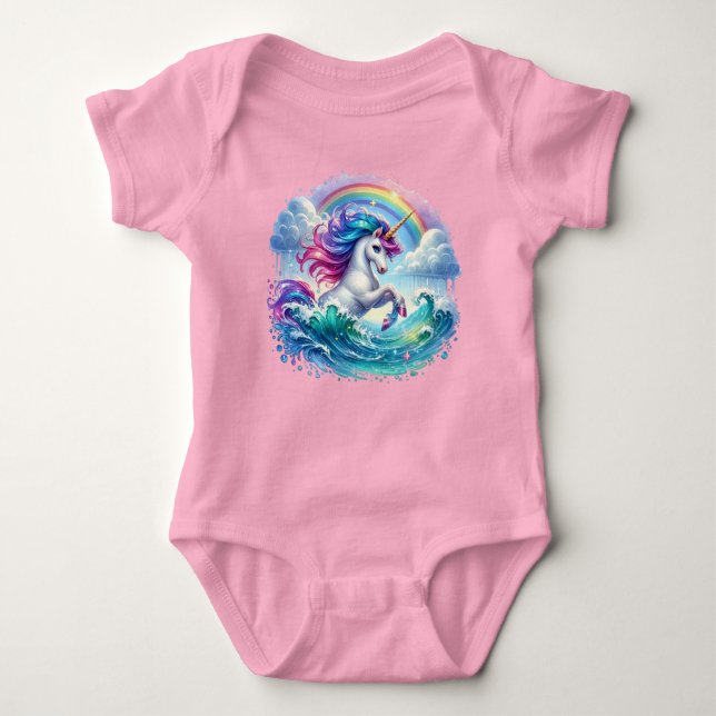 Fantasy Unicorn with Rainbow Baby Bodysuit (Front)