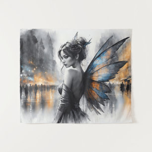 Fantasy urban fairy elegant beauty dreamy lights tapestry