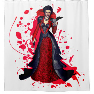 Fantasy Vampire Blood Countess In White Background Shower Curtain