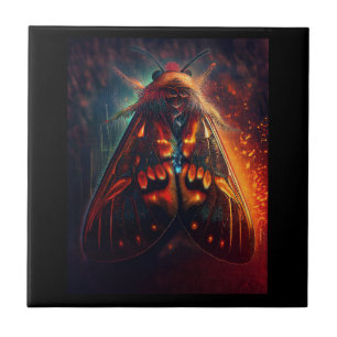 Fantasy Version Of A Clown Face Tiger Moth Ceramic Tile