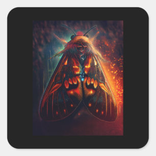 Fantasy Version Of A Clown Face Tiger Moth Square Sticker