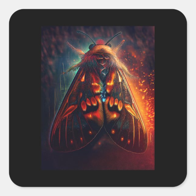 Fantasy Version Of A Clown Face Tiger Moth Square Sticker (Front)